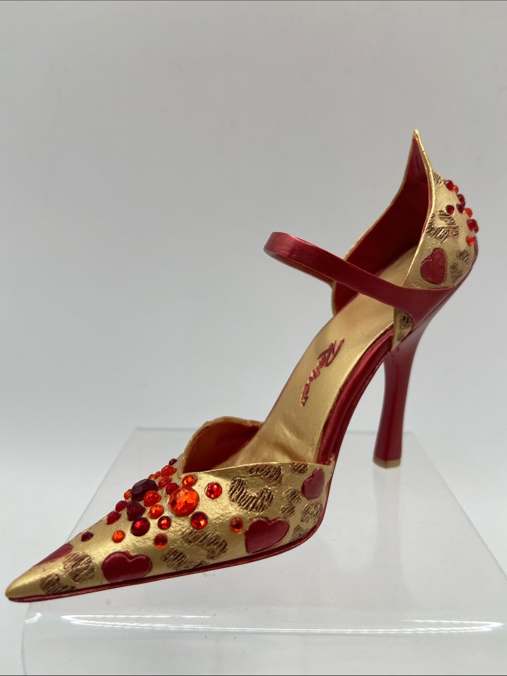 Just The Right Shoe Red and Gold Up All Night Miniature Shoe Figurine